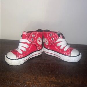 Red Infant Toddler Converse High Top Sneakers Size 2